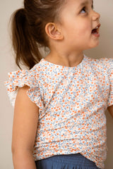 House of Jamie Ruffled Tee Peach Blush Mini Floral