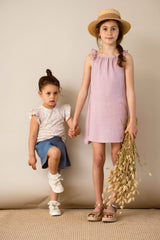 House of Jamie Ruffled Tee Peach Blush Mini Floral