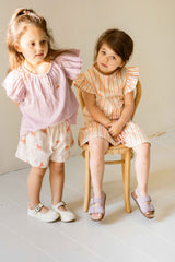 House of Jamie Smocked Skirt Gold Vertical Stripes