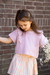 House of Jamie Smocked Skirt Gold Vertical Stripes