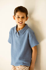 House of Jamie Oversized Polo Indigo