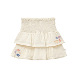 House of Jamie Smocked Ruffled Skirt Cream