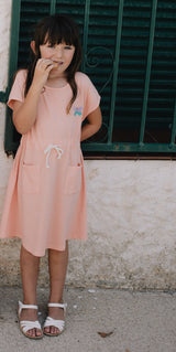 Lötiekids drawstring jurk rose butterfly