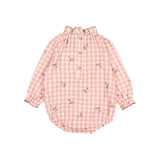 Búho baby vichy romper peony