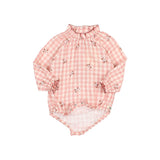 Búho baby vichy romper peony