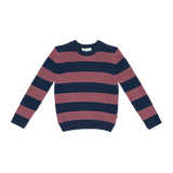 House of Jamie Knitted Sweater Mauve & Blue Stripes Knit