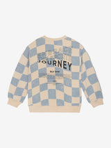 Daily Seven Oversized Sweater Check Print Ashley Blue