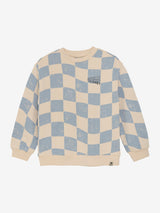 Daily Seven Oversized Sweater Check Print Ashley Blue