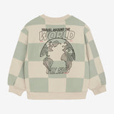 Daily Seven Oversized Sweater Check Print Cool Mint