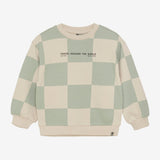 Daily Seven Oversized Sweater Check Print Cool Mint