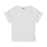 Daily Seven T-shirt Embroidery Sleeve Egret