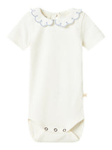 Lil' Atelier Baby Fundo short sleeve romper Coconut Milk ZEN BLUE
