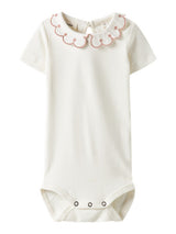 Lil' Atelier Baby Fundo short sleeve romper Coconut Milk MISTY ROSE