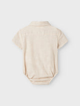 Lil' Atelier Baby Tarou short sleeve blouseromper Bleached Sand