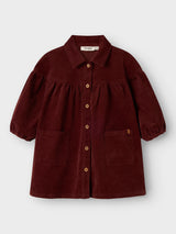 Lil' Atelier Mini Obert corduroy jurk Hot Chocolate