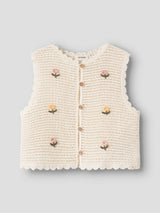 Lil' Atelier Mini Flora knit vest Coconut Milk