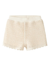 Lil' Atelier Mini Flora knit shorts Coconut Milk