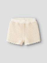 Lil' Atelier Mini Flora knit shorts Coconut Milk