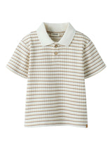 Lil' Atelier Mini Haldur ss loose polo Coconut Milk COCA MOCHA