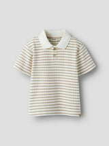 Lil' Atelier Mini Haldur ss loose polo Coconut Milk COCA MOCHA
