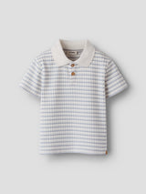 Lil' Atelier Mini Haldur ss loose polo Coconut Milk DUSTY BLUE