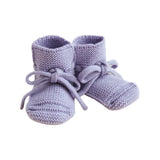 Hvid booties merinowol 0-9m lilac