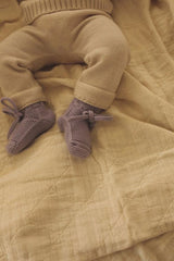 Hvid booties merinowol 0-9m lilac
