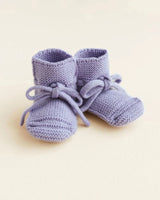 Hvid booties merinowol 0-9m lilac