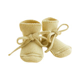 Hvid booties merinowol 0-9m light yellow