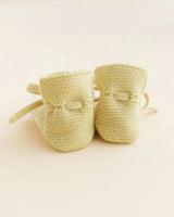 Hvid booties merinowol 0-9m light yellow