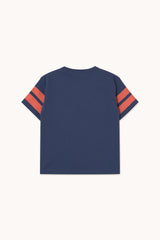 Tinycottons stripes logo tee light navy