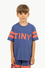 Tinycottons stripes logo tee light navy