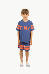 Tinycottons stripes logo tee light navy