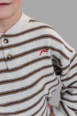 Jenest James ls tshirt brown grey melange