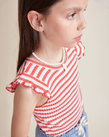 Búho fancy rib t-shirt coral red