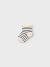 Lil' Atelier Baby Elove stripe sock Silver Filigree