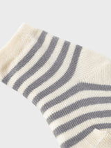 Lil' Atelier Baby Elove stripe sock Silver Filigree