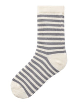 Lil' Atelier Mini Elove stripe sock Silver Filigree