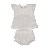 Feetje Top + bloomer broderie Wit - Summer Woven