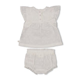Feetje Top + bloomer broderie Wit - Summer Woven