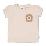Feetje T-shirt met crochet zakje Offwhite - Flower Ranch