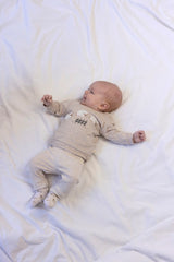 Feetje Broek rib met streep Taupe melange - Sleepy Sheepy