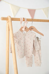 Feetje Overslagshirt rib AOP Taupe melange - Morning Sun