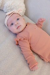 Feetje Longsleeve ajour rib Roze - Morning Sun