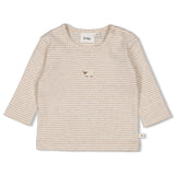 Feetje Longsleeve rib met streep Taupe melange - Sleepy Sheepy