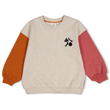 Sturdy Sweater met backprint oversized Offwhite melange - Mountain top