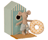 Maileg strandmuis in beach cabin - kleine broer