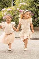 House of Jamie Ruffled Layer Dress Beige Leopard