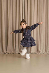 House of Jamie Ruffled Dress (LS) Petal Sapphire