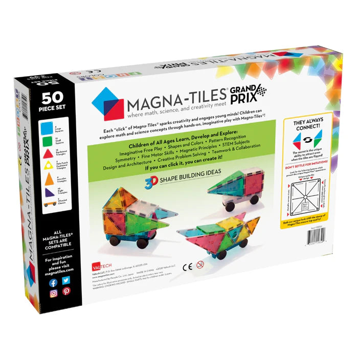 MAGNA-TILES Grand Prix Frost 50 Piece Set